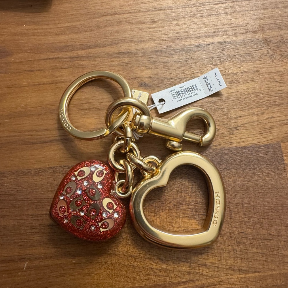 Coach Gold and Red Heart Charm NWT